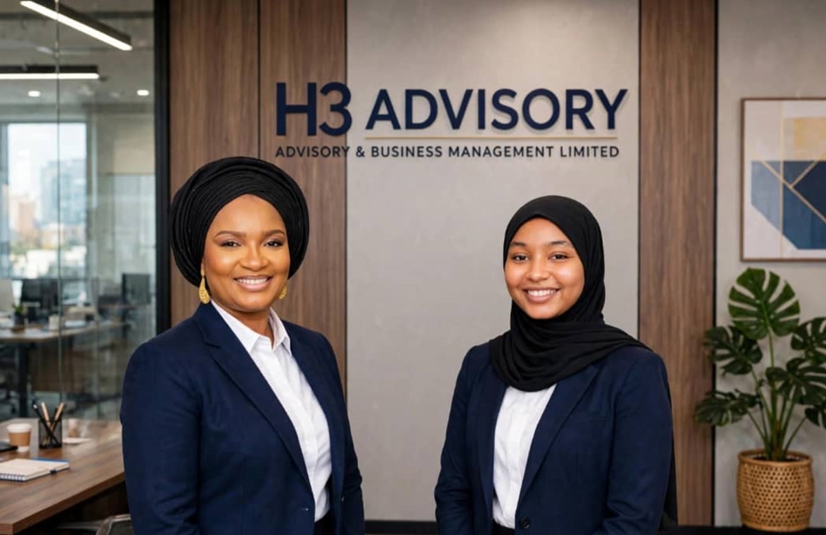 President Safiyyah Shaibu Hassan and Secretary Haneef Shaibu at H3 Advisory corporate headquarters